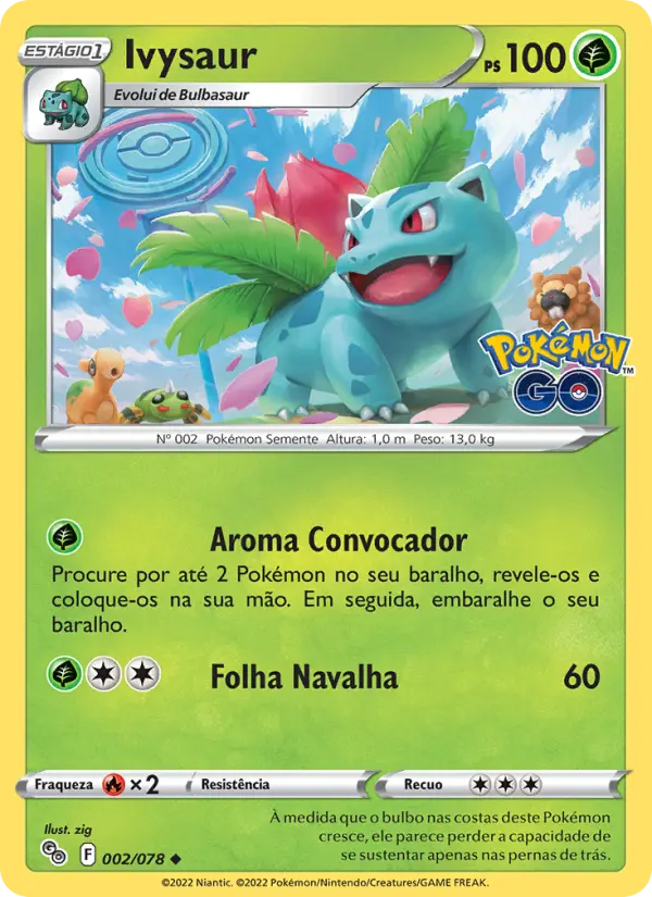 Carta Ivysaur, número 002/78 da coleção Pokémon GO