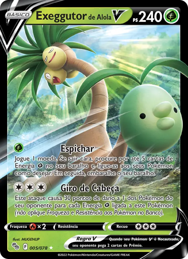 Carta Exeggutor de Alola V, número 005/78 da coleção Pokémon GO