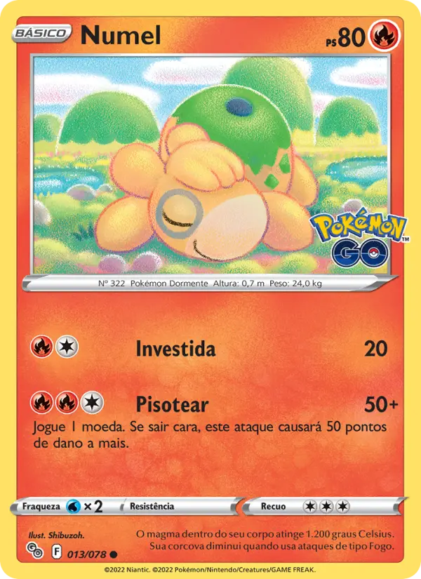 Carta Numel, número 013/78 da coleção Pokémon GO