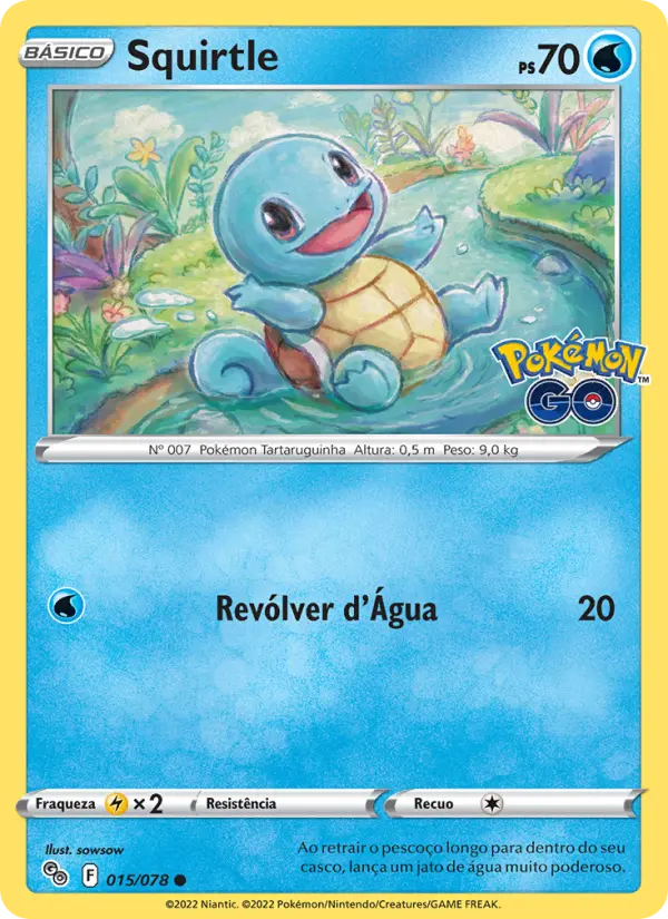 Carta Squirtle, número 015/78 da coleção Pokémon GO