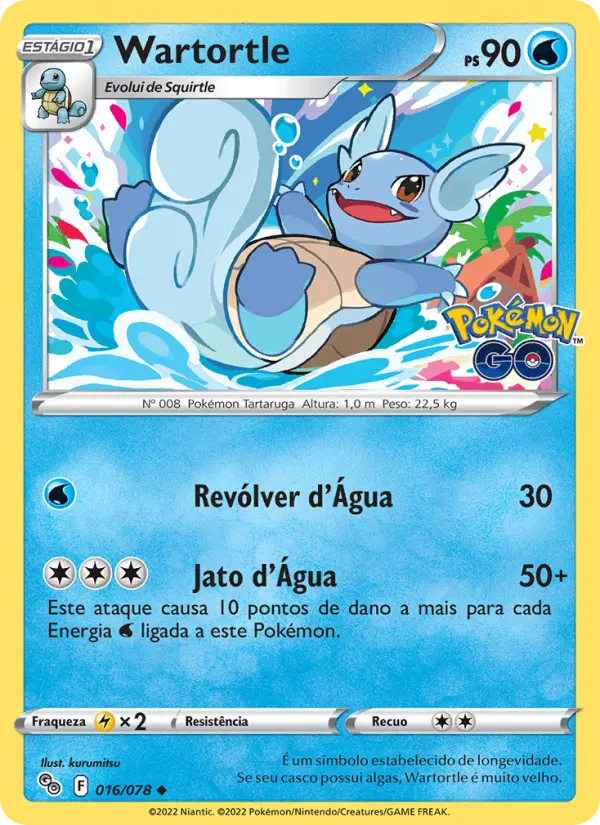 Carta Wartortle, número 016/78 da coleção Pokémon GO