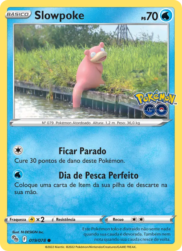 Carta Slowpoke, número 019/78 da coleção Pokémon GO