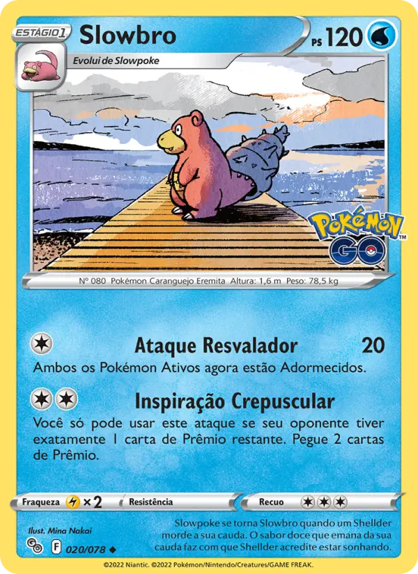 Carta Slowbro, número 020/78 da coleção Pokémon GO