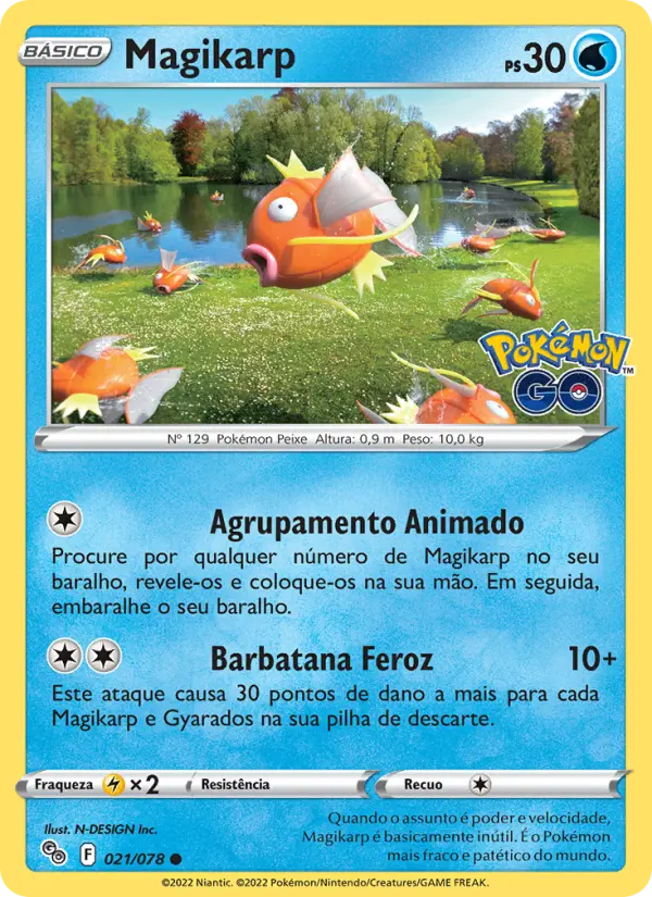 Carta Magikarp, número 021/78 da coleção Pokémon GO