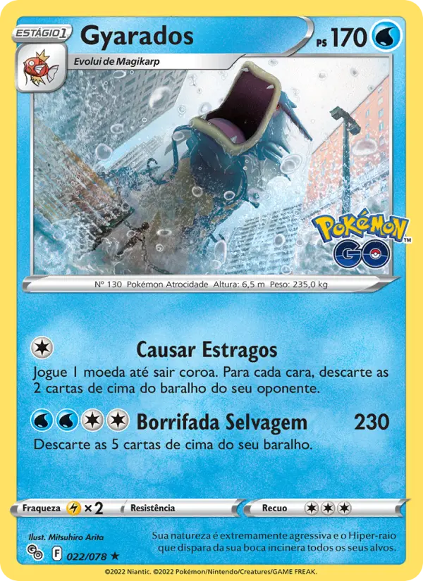 Carta Gyarados, número 022/78 da coleção Pokémon GO