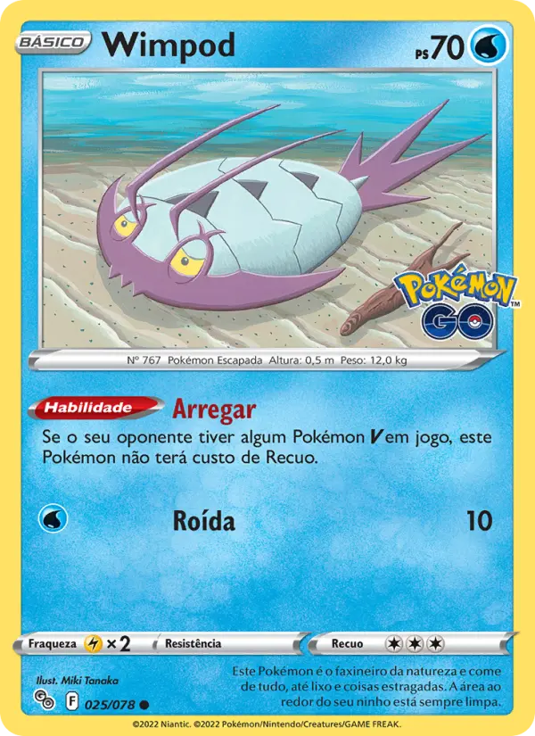 Carta Wimpod, número 025/78 da coleção Pokémon GO