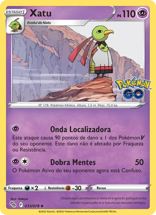 Carta Xatu, número 033/78 da coleção Pokémon GO