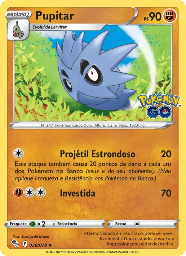 Carta Pupitar, número 038/78 da coleção Pokémon GO