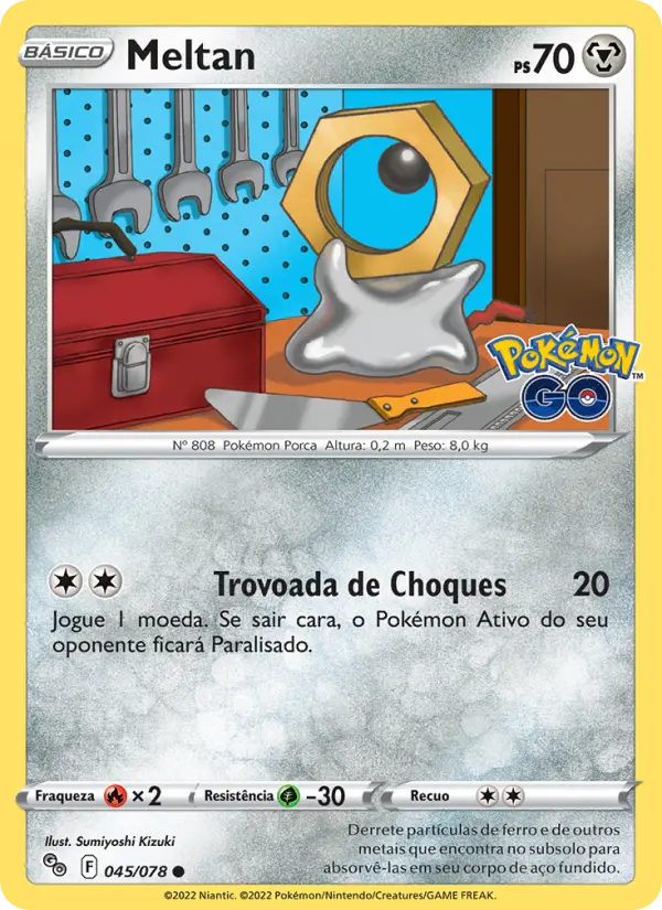 Carta Meltan, número 045/78 da coleção Pokémon GO