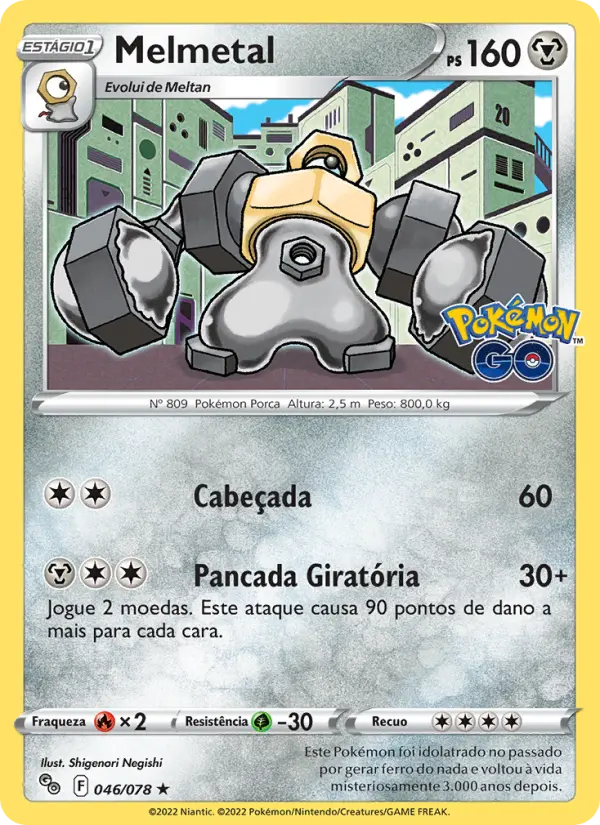 Carta Melmetal, número 046/78 da coleção Pokémon GO