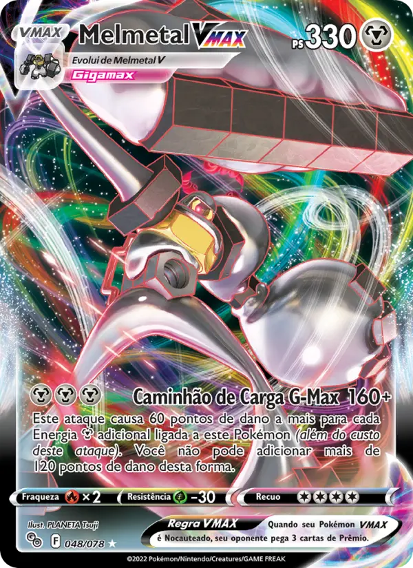 Carta Melmetal VMAX, número 048/78 da coleção Pokémon GO