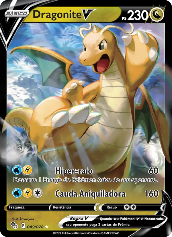 Carta Dragonite V, número 049/78 da coleção Pokémon GO