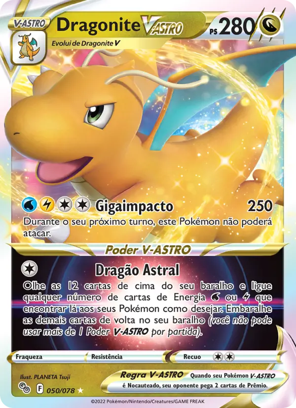 Carta Dragonite V-ASTRO, número 050/78 da coleção Pokémon GO