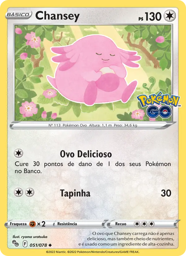 Carta Chansey, número 051/78 da coleção Pokémon GO