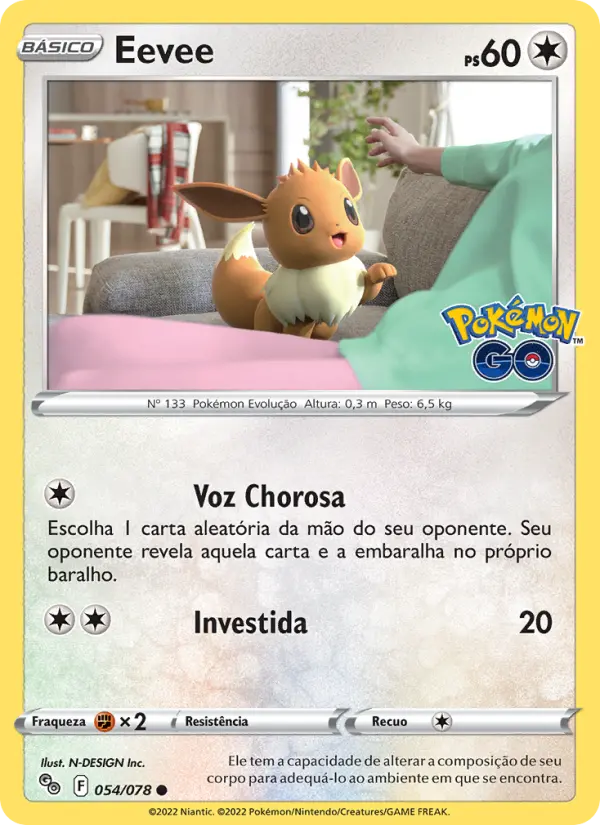 Carta Eevee, número 054/78 da coleção Pokémon GO