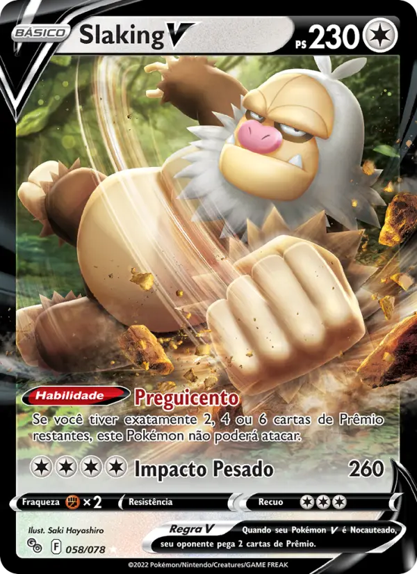 Carta Slaking V, número 058/78 da coleção Pokémon GO