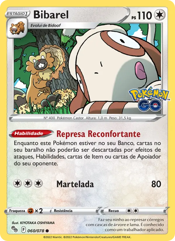 Carta Bibarel, número 060/78 da coleção Pokémon GO