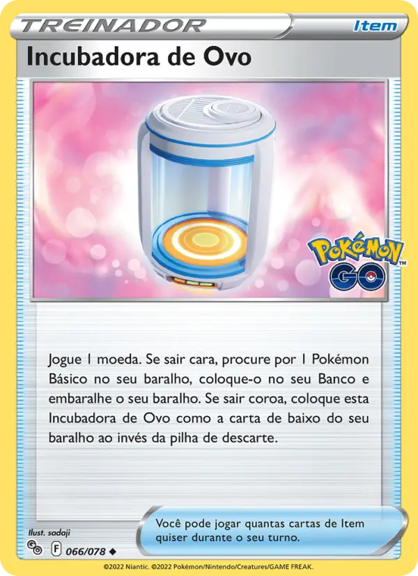 Carta Incubadora de Ovo, número 066/78 da coleção Pokémon GO