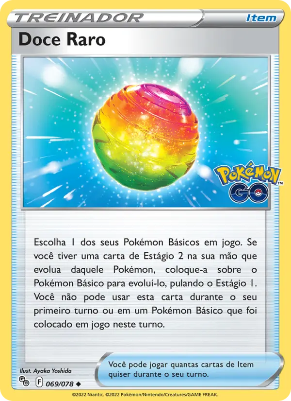 Carta Doce Raro, número 069/78 da coleção Pokémon GO