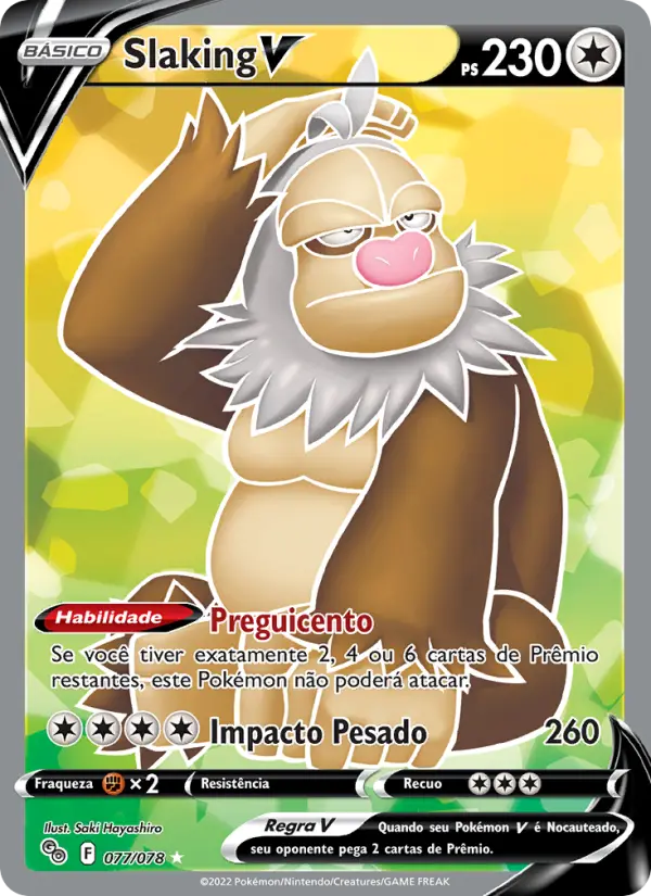 Carta Slaking V, número 077/78 da coleção Pokémon GO