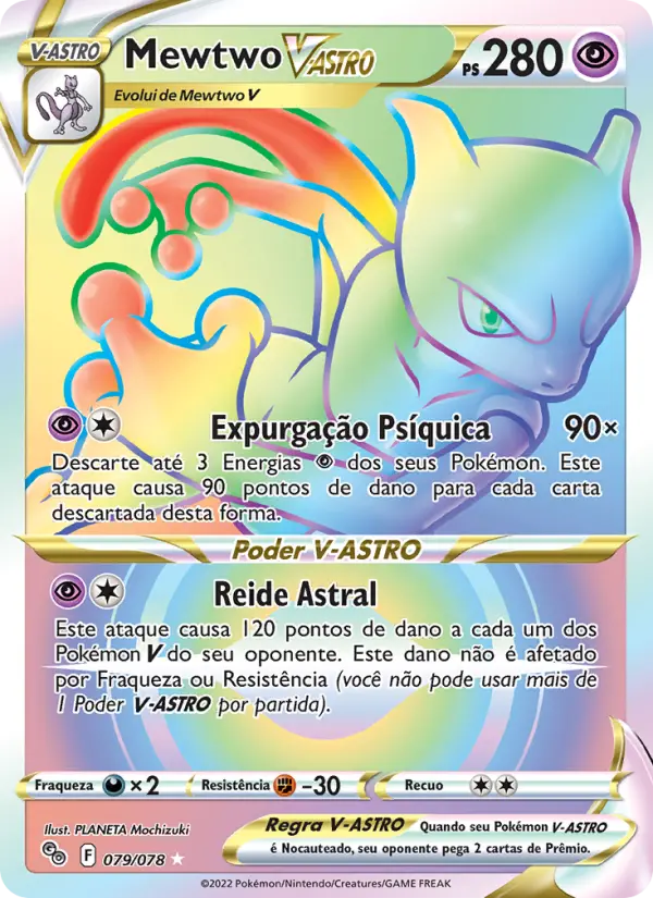 Carta Mewtwo V-ASTRO, número 079/78 da coleção Pokémon GO