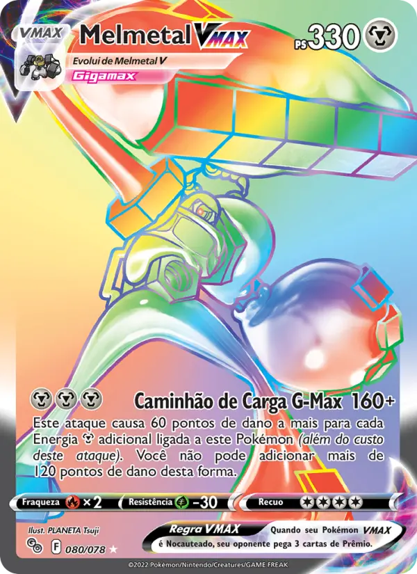 Carta Melmetal VMAX, número 080/78 da coleção Pokémon GO