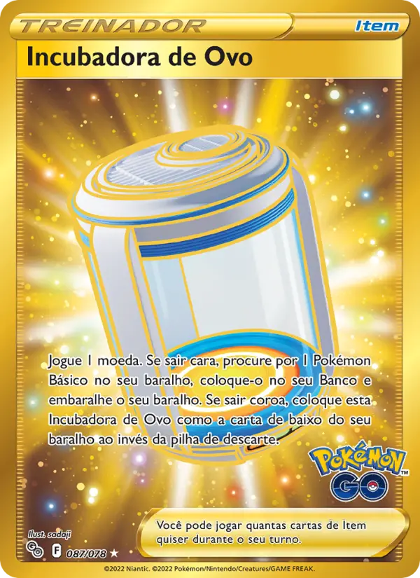 Carta Incubadora de Ovo, número 087/78 da coleção Pokémon GO