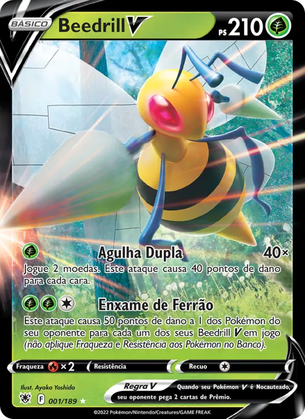 Carta Beedrill V, número 001/189 da coleção Estrelas Radiantes