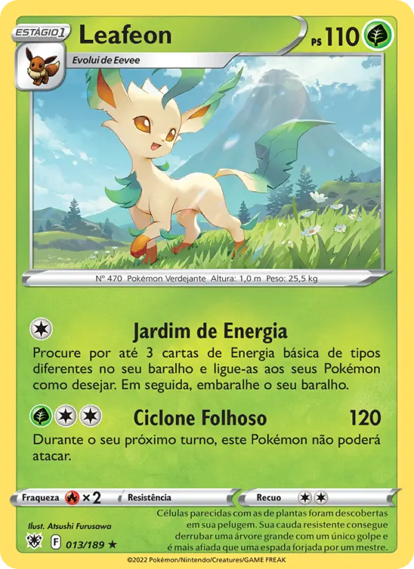 Carta Leafeon, número 013/189 da coleção Estrelas Radiantes
