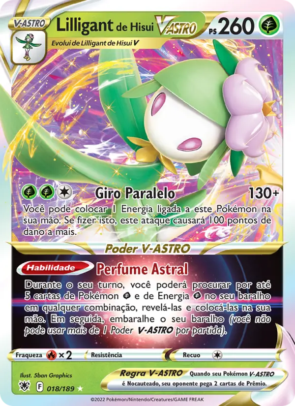 Carta Lilligant de Hisui V-ASTRO, número 018/189 da coleção Estrelas Radiantes