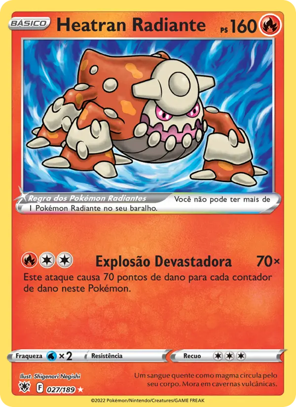 Carta Heatran Radiante, número 027/189 da coleção Estrelas Radiantes