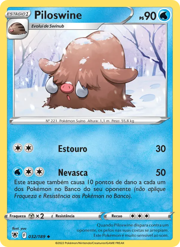 Carta Piloswine, número 032/189 da coleção Estrelas Radiantes
