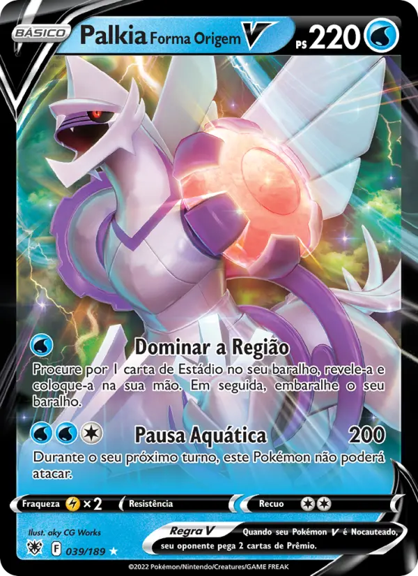 Carta Palkia Forma Origem V, número 039/189 da coleção Estrelas Radiantes
