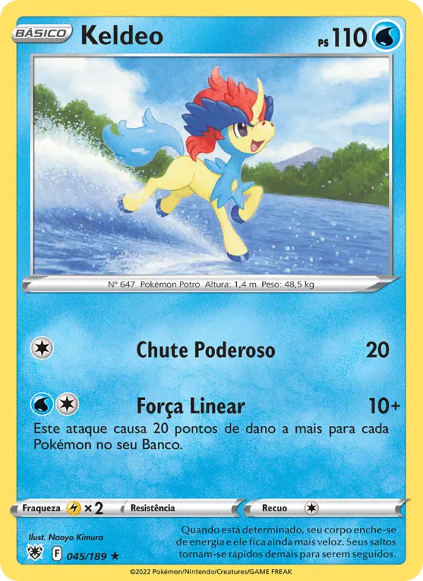 Carta Keldeo, número 045/189 da coleção Estrelas Radiantes