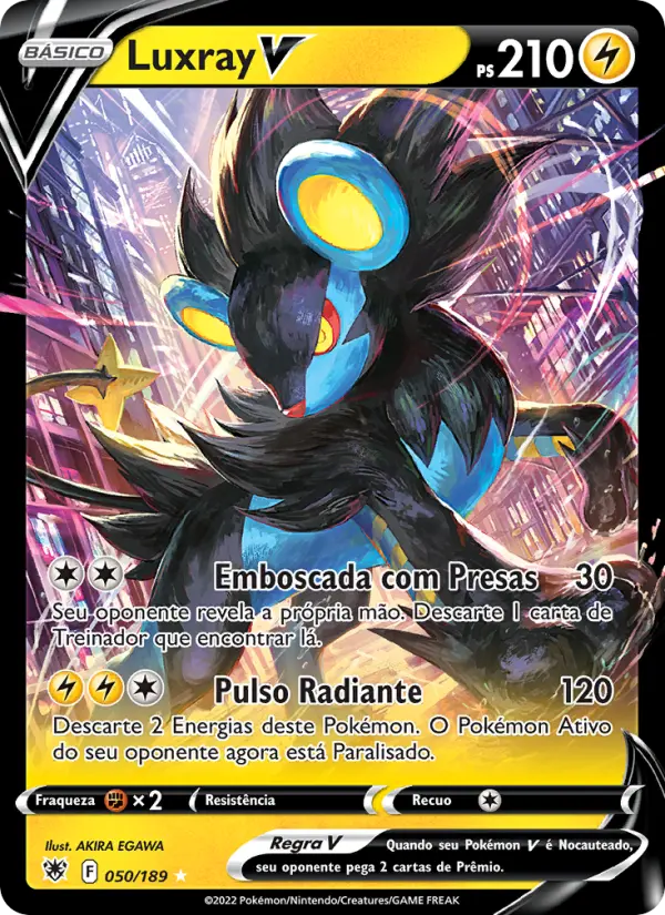 Carta Luxray V, número 050/189 da coleção Estrelas Radiantes