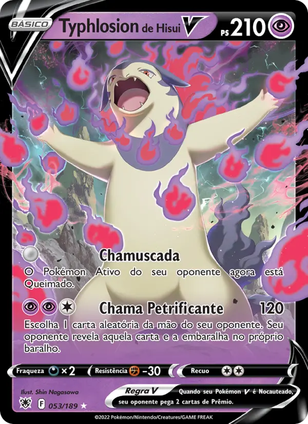 Carta Typhlosion de Hisui V, número 053/189 da coleção Estrelas Radiantes
