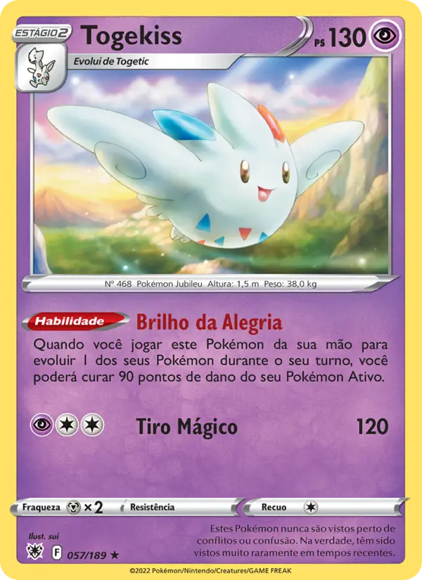 Carta Togekiss, número 057/189 da coleção Estrelas Radiantes