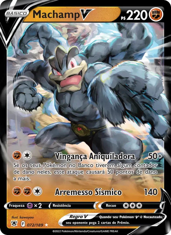 Carta Machamp V, número 072/189 da coleção Estrelas Radiantes