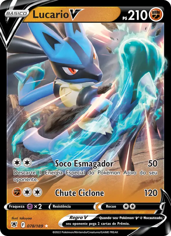 Carta Lucario V, número 078/189 da coleção Estrelas Radiantes