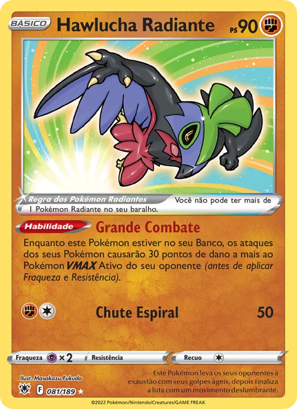 Carta Hawlucha Radiante, número 081/189 da coleção Estrelas Radiantes
