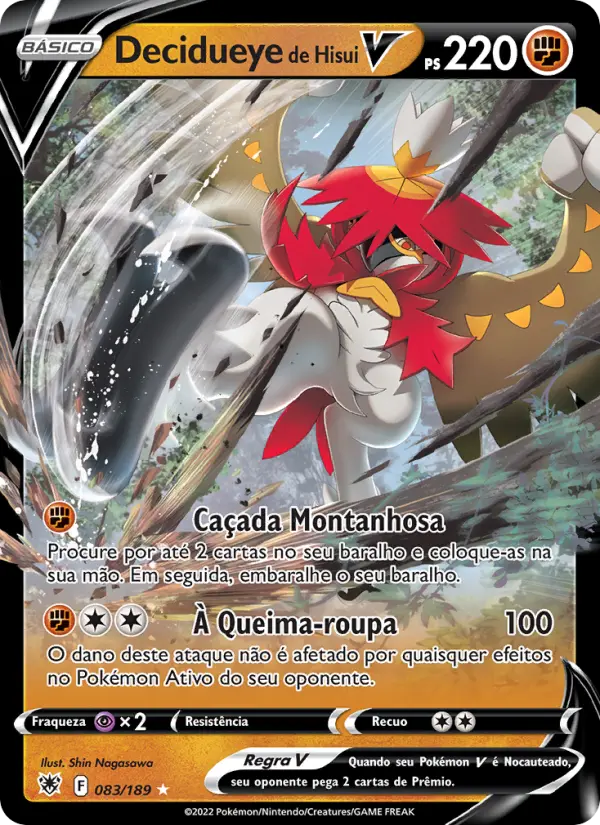 Carta Decidueye de Hisui V, número 083/189 da coleção Estrelas Radiantes