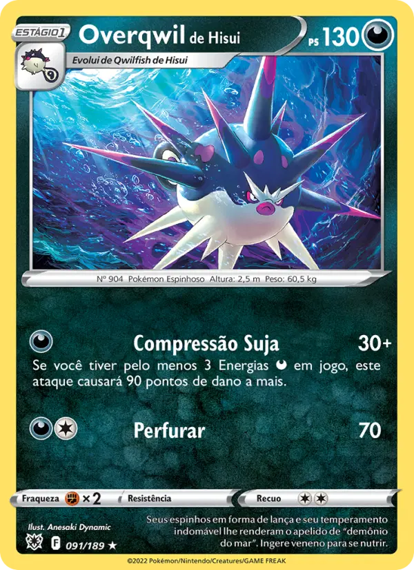 Carta Overqwil de Hisui, número 091/189 da coleção Estrelas Radiantes