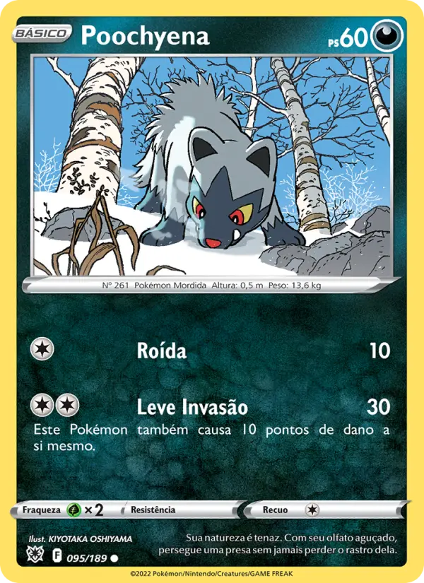Carta Poochyena, número 095/189 da coleção Estrelas Radiantes
