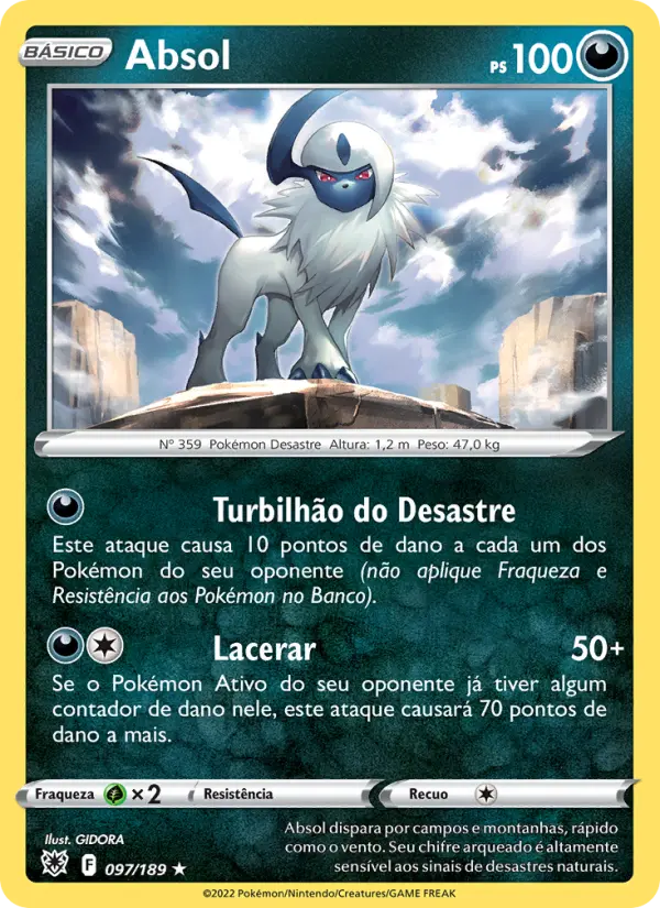 Carta Absol, número 097/189 da coleção Estrelas Radiantes