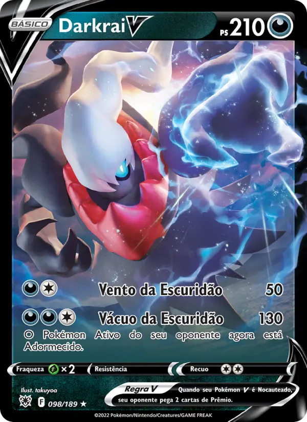 Carta Darkrai V, número 098/189 da coleção Estrelas Radiantes