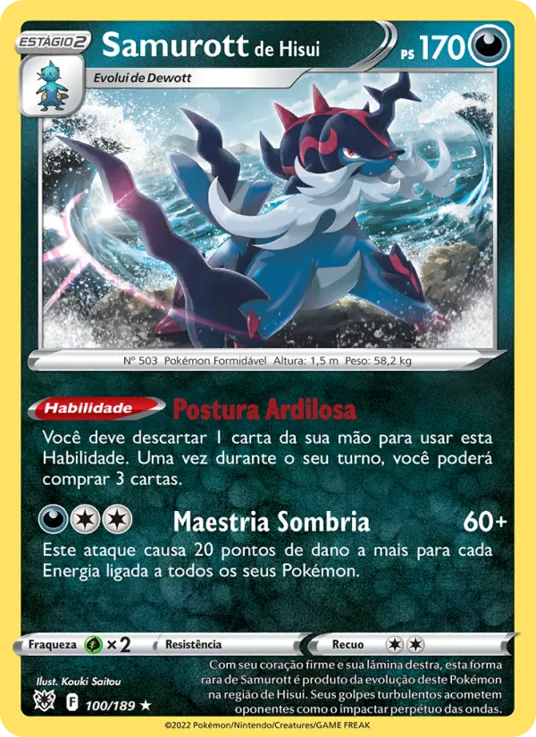 Carta Samurott de Hisui, número 100/189 da coleção Estrelas Radiantes