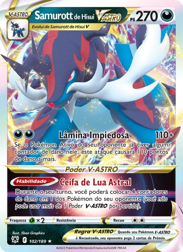 Carta Samurott de Hisui V-ASTRO, número 102/189 da coleção Estrelas Radiantes