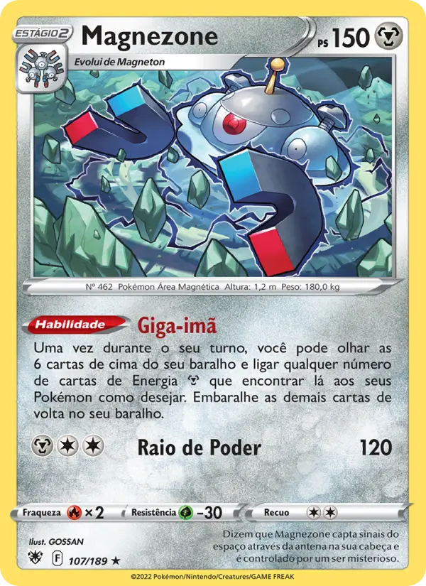 Carta Magnezone, número 107/189 da coleção Estrelas Radiantes