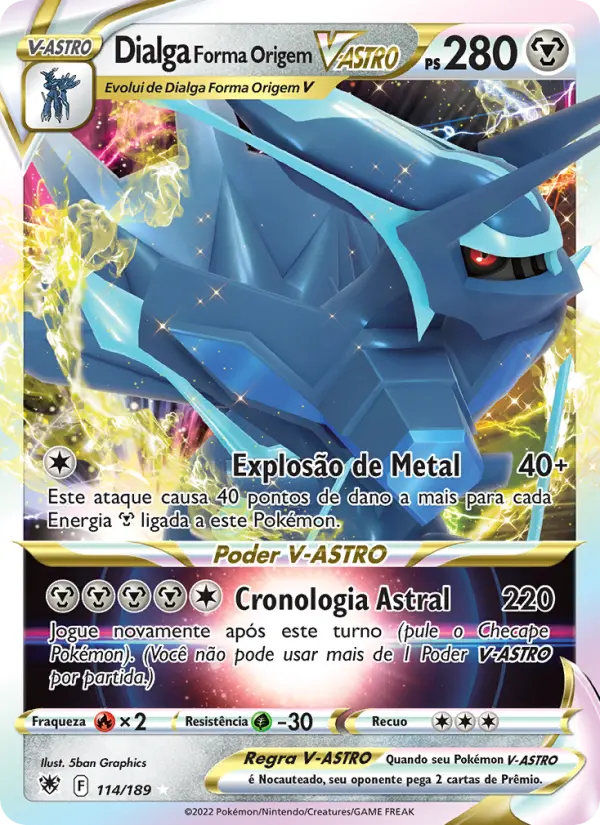 Carta Dialga Forma Origem V-ASTRO, número 114/189 da coleção Estrelas Radiantes