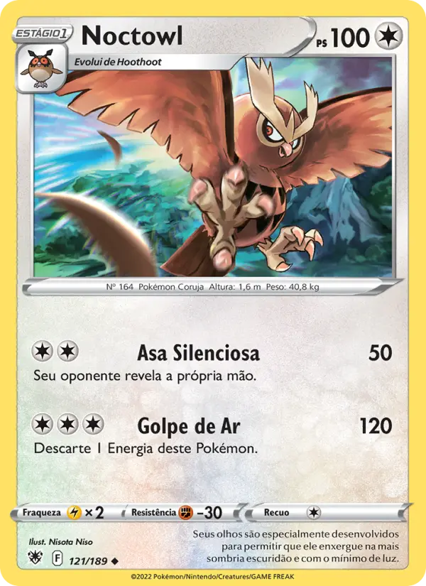 Carta Noctowl, número 121/189 da coleção Estrelas Radiantes
